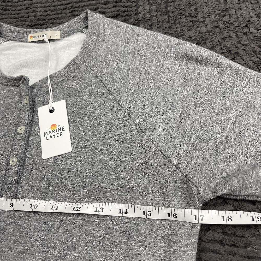 Marine Layer‎ Men's Long Sleeve Henley Shirt Gray Size Small Soft Tri-Blend NWT - Picture 4 of 6